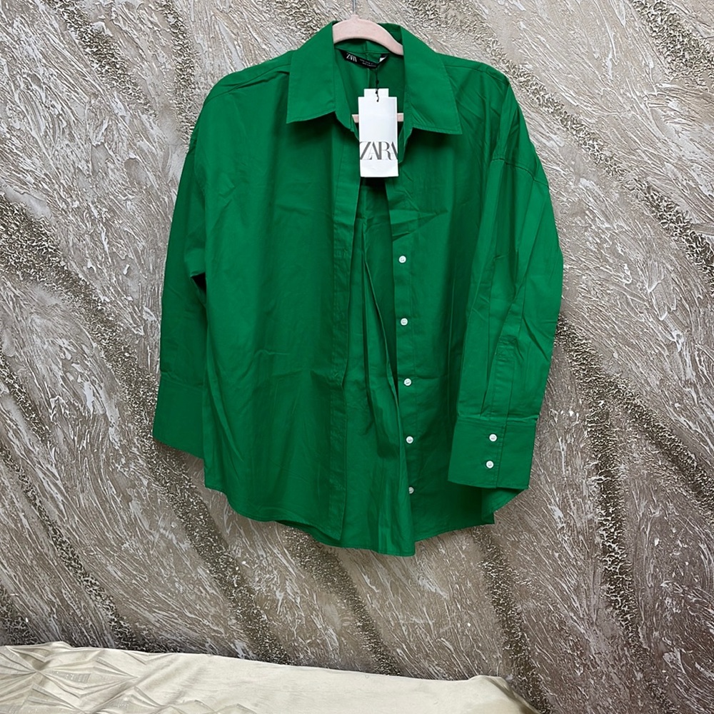 Zara green Cotten women shirt
